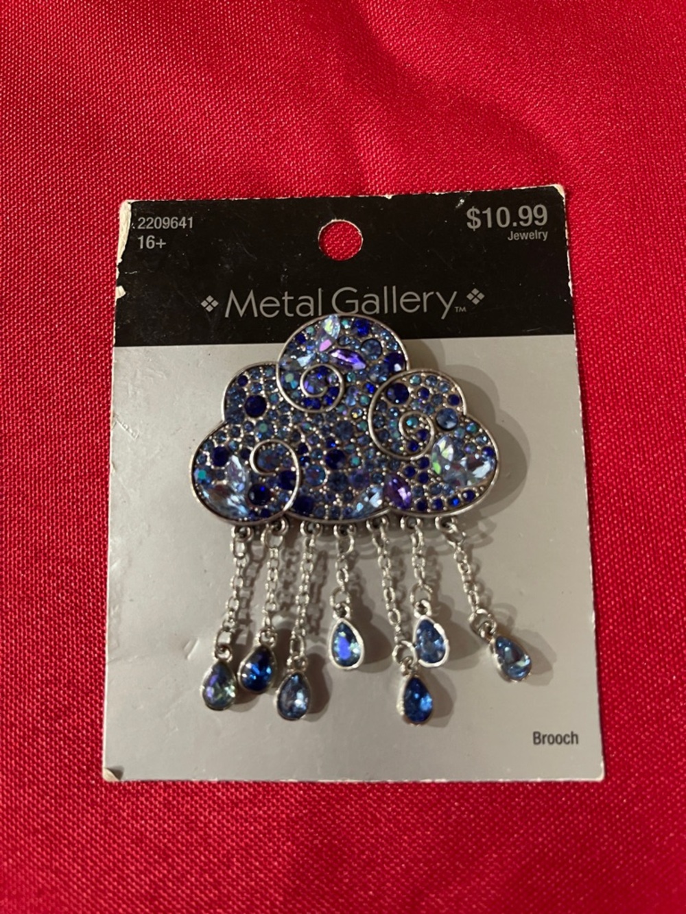 Metal Gallery Blue Crystal Cloud Brooch